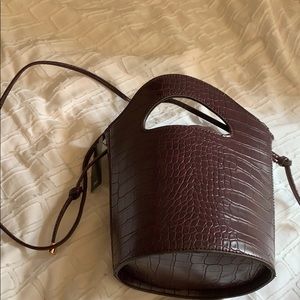 mango croc effect bucket bag